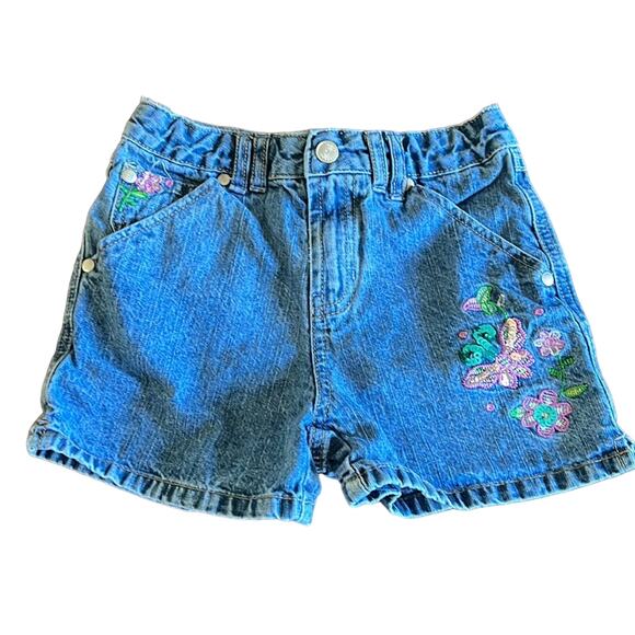 Circo Girls S 6/6X Blue Denim Jeans Shorts with Sequin and Embroidery - Picture 1 of 9